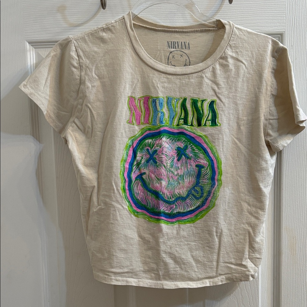 NIRVANA T-Shirt with Colorful Logo on Cream